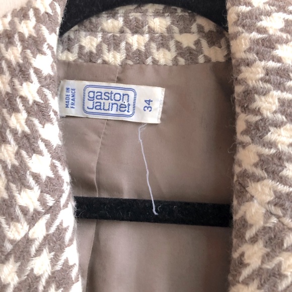 Vintage 70s French Label Gaston Jaunet Plaid Wool Blazer Size34 - Picture 4 of 6